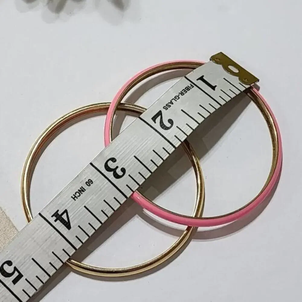 J. Crew Pink Enamel and Gold Tone Stackable Bangle Bracelet Set Stackable‎